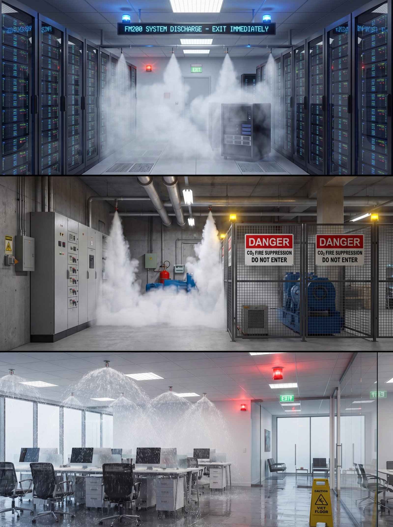 أنظمة الإطفاء (FM200 – CO2 – Sprinkler)
